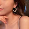 Boucles d'oreilles créoles bijoux de mode coréens pour femmes luxe treillis métallique doré oreille goujon accessoires de cadeau de noël