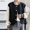 Giubbotti da donna Nero Bianco Bomber Giacca da donna 2023 Sping Autunno Patchwork a righe Casual Fragrante Baseball Gotico Cappotto uniforme femminile