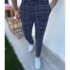 Calças masculinas Spring Autumn Man Man Casual Plaid Suit Pants Business Work Calças formais para homens Vestidos de vestido homens Slim Fit Troushers Clothing 230313