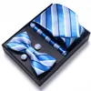 Шея галстука набор моды заводская завод продажа цвета цвета праздничный галстук карманные квадраты заполотки набор галстук мужчина синий свадебный бизнес 230314