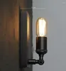 Wall Lamp Simple Retro Black Iron Nordic American Village Restaurant Balcony Bedside Nostalgic Sconce Light