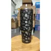 Gobelets en acier inoxydable léopard de 40 oz avec poignée couvercle paille grande capacité chopes à bière bouteilles d'eau tasse de camping en plein air tasses à boire isolées sous vide