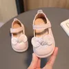 First Walkers Baby Girls First Walker Shoes Solid Color Sequin Bow Kids Fashion Round-toe Cute Princess Simple Children Casual Shoes 230314