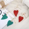 Red Love Heart Drop Earrings for Women