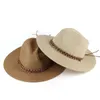 56-58cmソフトストローハット夏の女性/男性ワイドブリムビーチサンキャップUV保護パナマ帽子Gorras