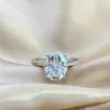 Solitaire Bague 3CT Ovale Moissanite Anneaux pour Femmes Réel S925 Argent Sterling Plaqué Or Blanc Fine Jewelry Certificate Drop Shipping Z0313