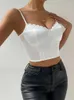 Women's Tanks UPTOAILEI Elegant White Women Floral Lace Crop Camis Top Sexy Korea Fashion Cami With Thin Straps Female Party Dance Stage