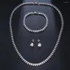 Necklace Earrings Set 3PCS Zircons Gorgeous Cubic Zirconia White Gold Color Round Wedding Bridal Party Jewelry For Brides
