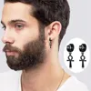 Dangle Earrings WKOUD Drop Cross Earring Mens Egyptian Ankh Michael Hang Black Stainless Steel Male Punk Jewelry