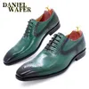 Marque de luxe hommes Oxford chaussures mode vert noir en cuir véritable à lacets hommes chaussures habillées mariage bureau affaires chaussures formelles