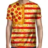 Herren T-Shirts SOSHIRL Pizza-T-Shirt mit US-Flagge, lebensecht, 3D, lustig, Sommer, Unisex, Paar, klassisches T-Shirt, Wurst, Hip-Hip-Tops