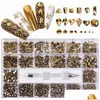 Nail Art Kits 1000Pcs/Box Mixed Ab Glass Crystal Diamond With 1 Pick Up Pen In Grids 21 Shape And Flatback Rhinestone Set Drop Deliv Dht9N