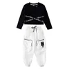 Vêtements de scène Costume de danse Jazz filles vêtements hauts noirs pantalon Cargo blanc manches longues Hip Hop vêtements enfants rue BL7001