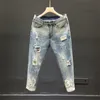 Hommes Jeans Trous Et Femmes D'été Taille Haute Mince Couleur Lâche Droite Denim Cheville Longueur Sarouel 230313