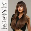 Synthetic Wigs Black Brown Ombre with Bangs Long Natural Wavy Hair Wig Daily Use Heat Resistant Cosplay for Women 230314