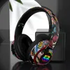 Headsets Graffiti Headphones Bluetooth 5.1 DJ Headset Wireless Gamer with Mic RGB LED Light For Kids PC Gamer Earphone Support TF Card 230314