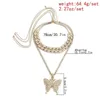 Chains Sparkling Crystal Rhinestone Butterfly Necklace Set Women's Chain Shiny Hip-hop Pendant Jewelry