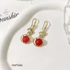 Elegant Geometric Sweet Red Stud Earrings for Women Rhinestone Flower Pearl Bowknot Wedding Earrings Tassel Brincos Ear Jewelry