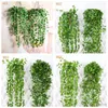 Decorative Flowers 10pcs Green Artificial Leaves Fake Hanging Vine Plant Foliage Flower Garland Home Garden Wall Decoration