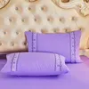 Bed Skirt 3 piece set of solid color luxury princess romantic bed soft lace bed leather king size bed with 2 pillowcases 230410