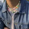 Choker Chokers simulerade pärlhalsband för män Böhmen Färgglada geometriska fruktblommakedja Akrylpärla Kpop Summer Jewelrychokers Bloo2