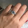 Bagues de grappe 18K Au750 or blanc femmes bague de fiançailles de mariage 1 2 3 4 5 ronde luxe Moissanite diamant rubis à la mode