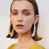 Hoop Earrings 2023 Fashion Pearl Large Round Pendant Imitation String Women's Elegant Girls