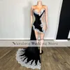 Pop afrykańska sukienka balowa syrena czarna aksamit seksowna krótka gala