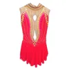 Сцена Wear Liuhuo Ice Figure Dress Women Women Topaz Red Inplaid Diamond Marting Bandmade Ballet