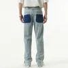 Jeans pour hommes High Street Butterfly and Snake Embroidery Jeans Straight Pantal