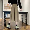 Skirts Biyaby Korean Style High Waist Long Skirt Women College Corduroy Pleated Woman Autumn Streetwear Midi 230314