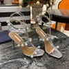 Sandals Stiletto heel sandals CREATORS LAB AQUAZZURA crystal pendant accessories womens shoes 105cm high heeled Fashion Aura Roman sandal full set pack J230525