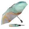 Umbrellas Marble Turquoise Automatic Umbrella Men Women Rain Windproof Outdoor Travel Sun Three Folding Umbrellas 8 Ribs Gift Parasol 230314