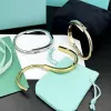 Steel Bangle Designer Lock Bracelet Sier Rose Gold Bracelets for Women Jewelry with Veet Bag