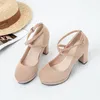 Sneakers YQBTDL Yong Girls Student School Party High Heels Pumps Platform Cross Strappy Flock Children s Shoes Spring Autumn Pink 230313