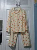 Women's Sleepwear Kawaii Cotton Home Suit Korean Sleepwear Orange Print Pajamas Women Autumn Pijama Pyjamas Long Sleeve Pants 2Piece Set Nightwear 230314