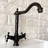 Kitchen Faucets Swivel Spout Water Tap Oil Rubbed Black Bronze Dual Handle Single Hole Sink & Bathroom Faucet Basin Mixer Anf361