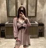 Women's Sleepwear Women Lace Kimono Bathrobe Gown Velvet Autumn Winter Nighty&Robe Set Sexy Hollow Out Casual Soft Nightwear Homewear