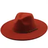 Brede rand hoeden emmer hoeden kleur fedora winter hoed top concave convex waterdruppel 9,5 cm rand mannelijke en vrouwelijke vilt jazz watermeloen rood 230314