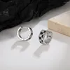 Hoop Earrings Simple Korea Black White Plaid Cubic Zircon Statement For Women Girl Party Gift Charms Punk Jewelry Ear Buckles