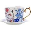 Mokken keramische retro koffiekopjes en schotel set asymmetrisch blauw wit porseleinen theekopje middag teaset