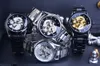Armbanduhrenbeobachter europäischer und amerikanischer Herren Mode Casual Steel Band Dragon Watch Hollow Water of Automatic Watch