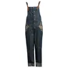 Kvinnors jumpsuits rompers kvinnor denim jumpsuit 2023 vintage bodysuit justerbar axelblomma broderier enstaka bröst a2218Women's