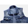 Gilets pour femmes grande taille 5XL sans manches femmes gilet été Denim gilet mode décontracté court jean veste perlée trous mince manteau