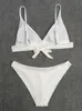 Dames Badmode Bikini 2023 Nieuwe Badmode Vrouw Badpak Sexy Effen Witte Braziliaanse Bikini Set Badpak Vrouwelijke Strandkleding Twee Stukken Biquini