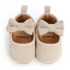 Premiers marcheurs Bébé filles Casual chaussures en velours côtelé bandeau ensemble infantile tout-petits anti-dérapant en caoutchouc semelle souple premier marcheur né chaussure à nœud papillon 230314