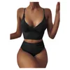 Damskie stroje kąpielowe seksowne 2023 Summer Bikini czarny garnitur dla kobiet wyściełane push-up set bikini zaawansowany talia Badpak dames