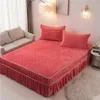 Кровать юбка JustChic Crystal Velvet Bed Юбка для королевы размера с твердым цветом.