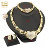 Bruiloft sieraden sets aniid dubai goud vergulde sieraden ketting set bruiloft bruid vrouwen nigeriaanse xoxo hart kristallen armbanden en oorbellen ring 230313