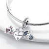 Adatto per perline Pandora con ciondolo in argento 925, gioielli da donna, Hug Sister Airplane Passport